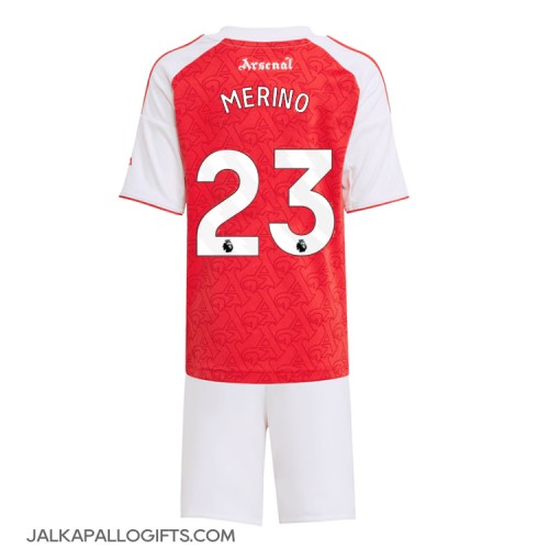 Arsenal Mikel Merino #23 Koti Peliasu Lasten 2025-26 Lyhythihainen (+ Lyhyet housut)